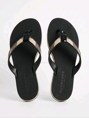 Burberry Nova Check Thong Sandals.